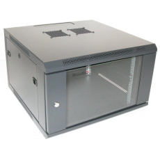 XtendLan 19" nástěnný rozvaděč 6U 600x600, nosnost 60 kg, skleněné dveře, svařovaný, černý