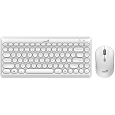 GENIUS set klávesnice s myší LuxeMate Q8000 White/ Bezdrátový set 2,4GHz mini receiver/ USB/ bílá/ retro design/ CZ+SK l