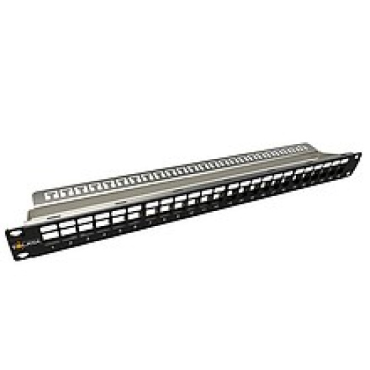 BAZAR - Solarix Modulární neosazený patch panel 24 portů 1U SX24M-0-STP-BK-UNI-N - Poškozený obal (Komplet)