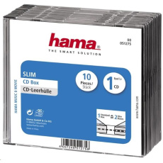 Hama CD BOX SLIM náhradní obal, 10ks/bal, transparentní/černá