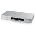 Zyxel GS1200-5HPv2 5-port Desktop Gigabit Web Smart PoE switch, 4x PoE+ GbE, PoE 60W, fanless