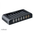 AKASA HUB USB Connect 7FC, 5x USB 2.0, 2 nabíjecí porty USB, externí, s napájecím adaptérem