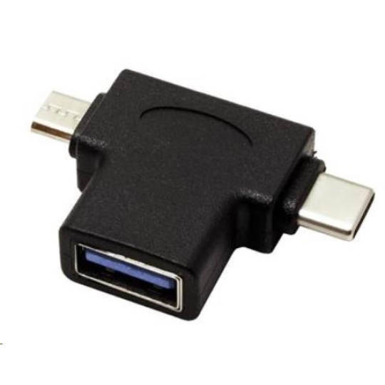 Adaptér USB3.0 female na dva konektory USB 3.1 C/male + micro USB B/male