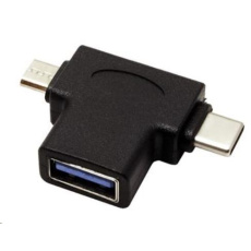 Adaptér USB3.0 female na dva konektory USB 3.1 C/male + micro USB B/male