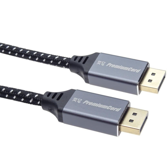 PREMIUMCORD Kabel DisplayPort 1.4 přípojný kabel, kovové a zlacené konektory, 1m
