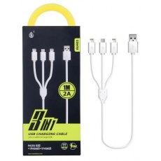 PLUS nabíjecí kabel AU402 "3v1", konektory 1x micro USB a 2x Lightning, bílá PLUS nabíjecí kabel AU402 "3v1", konektory 1x micro USB a 2x Lightning, bílá