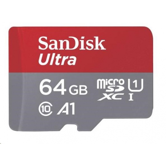 SanDisk MicroSDXC karta 64GB Ultra (100MB/s, A1 Class 10 UHS-I, Android - Imaging Packaging) + adaptér