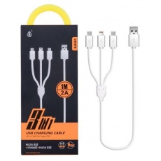 PLUS nabíjecí kabel AU401 "3v1", konektory 2x micro USB a 1x Lightning, bílá PLUS nabíjecí kabel AU401 "3v1", konektory 2x micro USB a 1x Lightning, bílá