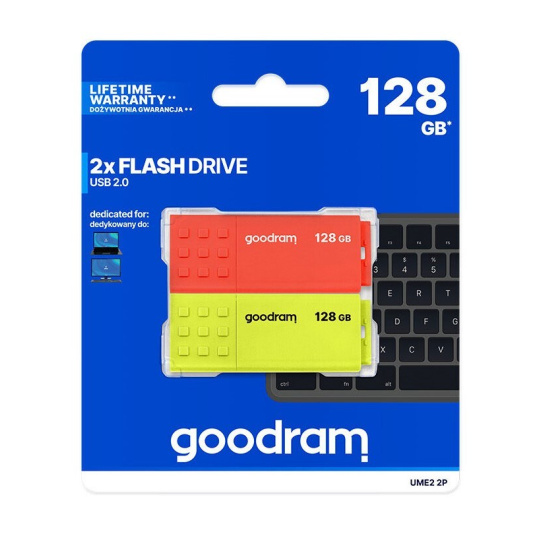 GOODRAM Flash Disk 2x128GB UME2, USB 2.0, červená, žlutá