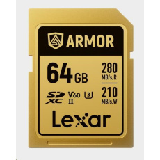 Lexar SDXC ARMOR Gold UHS-II U3, Stainless Steel, IP68 R280/W210 (V60) 64GB