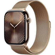 Apple Watch Series 10 GPS + Cellular 46mm Gold Titanium Case with Gold Milanese Loop - M/L