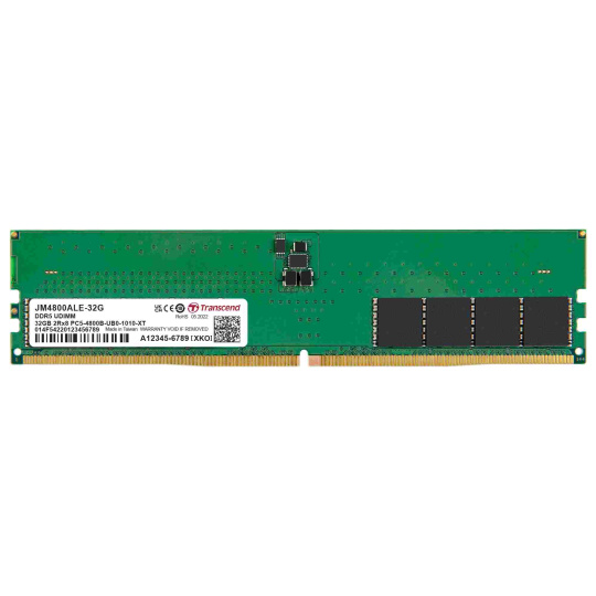 TRANSCEND DIMM DDR5 32GB 4800MHz JM 2Rx8 2Gx8 CL40 1.1V