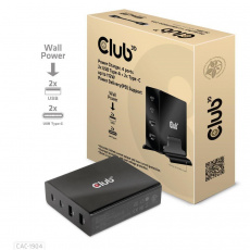 Club3D nabíječka, 4 ports, 2x USB Type-A 2x Type-C up to 112W, Power Delivery(PD) Support Club3D nabíječka, 4 ports, 2x USB Type-A 2x Type-C up to 112W, Power Delivery(PD) Support
