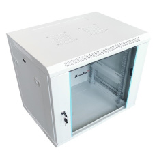 XtendLan 19" nástěnný rozvaděč 9U 600x450, nosnost 60 kg, skleněné dveře, svařovaný, šedý XtendLan 19" nástěnný rozvaděč 9U 600x450, nosnost 60 kg, skleněné dveře, svařovaný, šedý