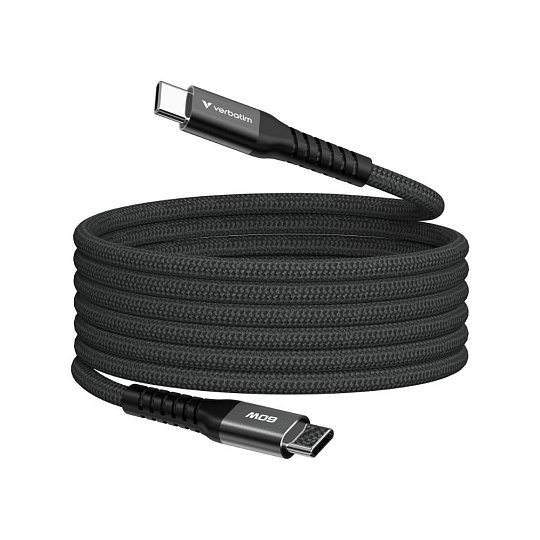 VERBATIM Kabel USB-C Sync & Charge, 60W, Magnetický, 120cm, černá