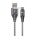 GEMBIRD Kabel USB 2.0 AM na Type-C kabel (AM/CM), 2m, opletený, šedo-bílý, blister, PREMIUM QUALITY