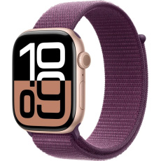 Apple Watch Series 10 GPS + Cellular 42mm Rose Gold Aluminium Case with Plum Sport Loop