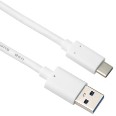 PremiumCord kabel USB-C - USB 3.0 A (USB 3.2 generation 2, 3A, 10Gbit/s) 0.15m, bílá