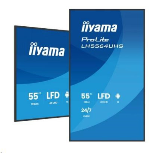 iiyam ProLite LH5564UHS-B1AG, 139cm (55''), 4K, USB, USB-C, RS232, Ethernet, Wi-Fi, Android, kit (RS232), black iiyam ProLite LH5564UHS-B1AG, 139cm (55''), 4K, USB, USB-C, RS232, Ethernet, Wi-Fi, Android, kit (RS232), black