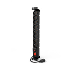 19" rozvodný panel ACAR 8x230V s IEC konektorem pro UPS, vypínač, indikátor napětí, přepěťová ochrana, kabel 1,5m