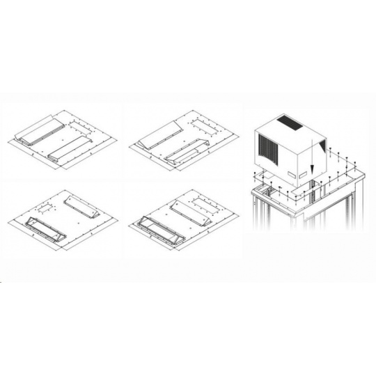 TRITON montážní redukce ke klimatizaci X1 a X2 do hloubky rozvaděče 800 x 1000 mm, černá