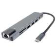 PremiumCord Adaptér USB-C na HDMI + USB3.0 + USB2.0 + PD + SD/TF + RJ45