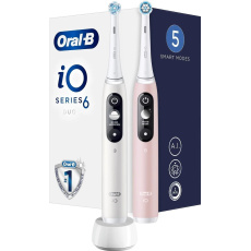 Oral-B iO Series 6 Duo White & Pink Sand set elektrických zubních kartáčků, 5 režimů, AI, časovač