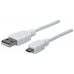 MANHATTAN Kabel propojovací USB 2.0 A Male / Micro-B Male, 1.8m, bílý