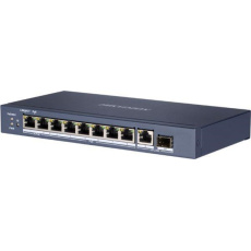 HIKVISION DS-3E0510HP-E, full Gb switch 8x PoE (2x HI-PoE), 1x uplink RJ-45 + 1x uplink SFP, 110W, dosah až 300m