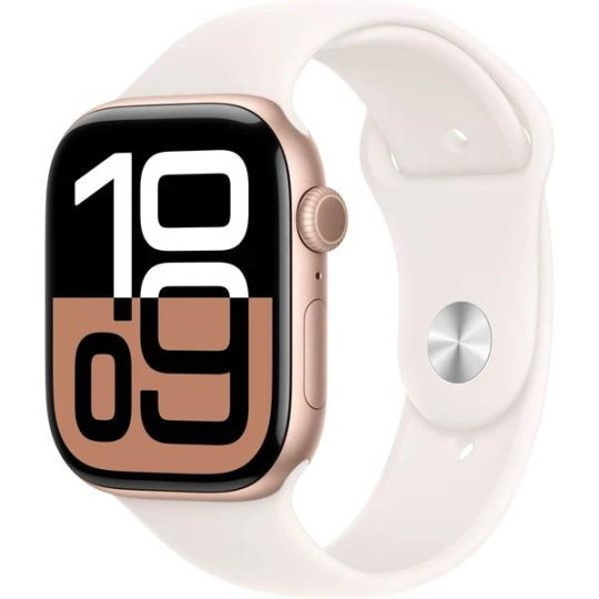 Apple Watch Series 10 GPS + Cellular 46mm Rose Gold Aluminium Case with Light Blush Sport Band - S/M