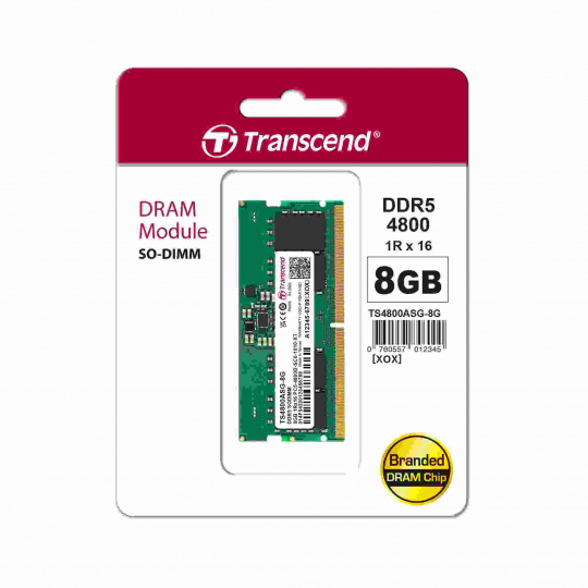TRANSCEND SODIMM DDR5 8GB 4800MHz 1Rx16 1Gx16 CL40 1.1V