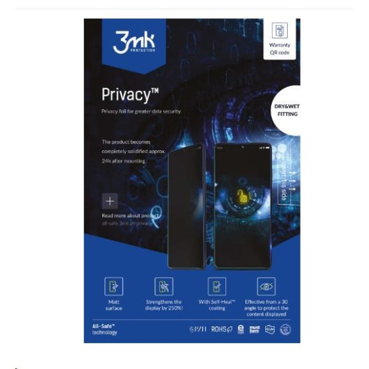 3mk All-Safe - AIO fólie Privacy Phone Dry & Wet Fitting, 25 ks