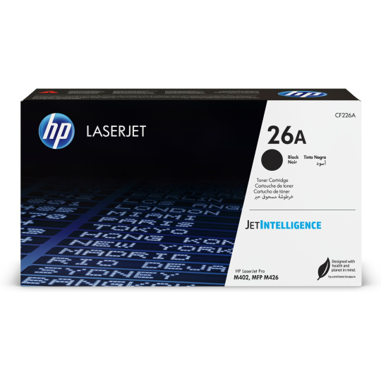 HP 26A Black LJ Toner Cart, CF226A (3,100 pages)