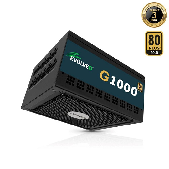 EVOLVEO G1000, zdroj 1000W, 80+ GOLD, ATX 3.1, aPFC, 140 mm ventilátor, plně modulární, záruka 3 roky, černý EVOLVEO G1000, zdroj 1000W, 80+ GOLD, ATX 3.1, aPFC, 140 mm ventilátor, plně modulární, záruka 3 roky, černý