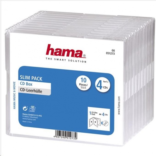 Hama CD box Slim 4, 10 ks