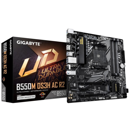 GIGABYTE MB Sc AM4 B550M DS3H AC R2, AMD B550, 4xDDR5, DP, HDMI, mATX GIGABYTE MB Sc AM4 B550M DS3H AC R2, AMD B550, 4xDDR5, DP, HDMI, mATX
