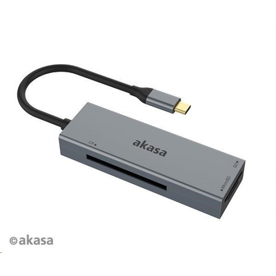 AKASA čtečka karet AK-CR-09BK 3-in-1 (CF, SD, microSD), externí, USB 3.2 Type-C