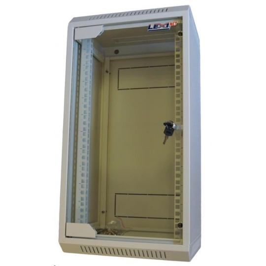 LEXI-Net 10" nástěnný rozvaděč 12U, šířka 310mm, hloubka 260mm, skleněné dveře, svařovaný, šedý