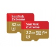 SanDisk MicroSDHC karta 32GB Extreme (100MB/s, A1 C10 V30 UHS-I U3, pro akční kamery) + adaptér, Twin Pack