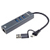 PremiumCord Adaptér USB-C a USB-A na Gigabit 10/100/1000Mbps + 3x USB 3.2 konektor