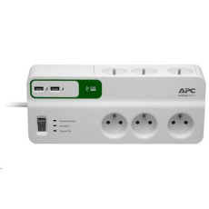APC Essential SurgeArrest 6 outlets with 5V, 2.4A 2 port USB charger, 230V France, 2m - předváděcí