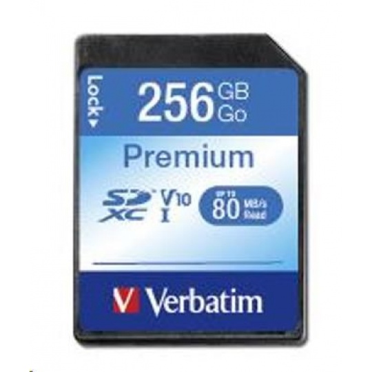 VERBATIM SDXC karta 256GB Class 10, UHS-1 (R:80/W:10 MB/s)