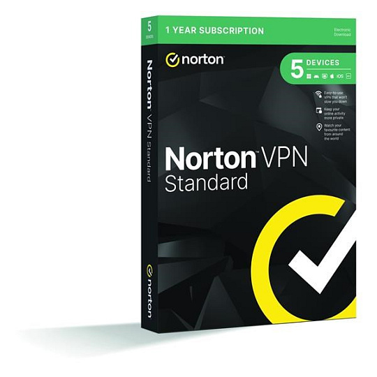 NORTON VPN Standard 1 uživatel pro 5 zařízení na 1 rok ESD NORTON VPN Standard 1 uživatel pro 5 zařízení na 1 rok ESD