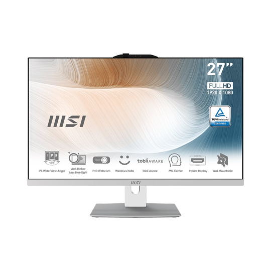 MSI AIO Modern AM272P 12M-470XEU, Intel Core i7-1260P, Chipset SoC, 27" LCD, 1x8 GB DDR4, 512GB SSD, WI-FI, bílá W11H