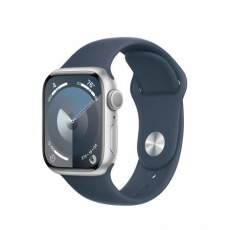 APPLE Watch Series 9 GPS 41mm Silver Aluminium Case with Storm Blue Sport Band - S/M