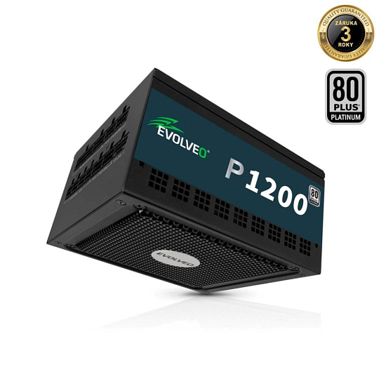 EVOLVEO P1200 zdroj 1200W, 80+ PLATINUM, ATX 3.1, aPFC, 140 mm ventilátor, 3 roky záruka, černý