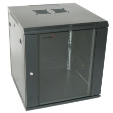 XtendLan 19" nástěnný rozvaděč 15U, šířka 600mm, hloubka 600mm, nosnost 60 kg, skleněné kouřové dveře, svařovaný, černý