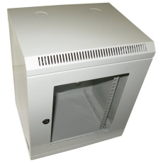 BAZAR - XtendLan 10" nástěnný rozvaděč 9U 350x140, nosnost 50 kg, dveře z plexiskla, svařovaný, šedý - Rozbaleno (Komple