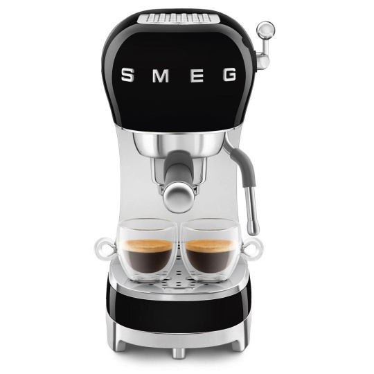 Smeg ECF02BLEU kávovar na espresso, pákový, 1350 W, 15 bar, termoblok, pasivní ohřívač šálků, černý