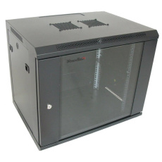 XtendLan 19" nástěnný rozvaděč 9U 600x450, nosnost 60 kg, skleněné dveře, svařovaný, černý XtendLan 19" nástěnný rozvaděč 9U 600x450, nosnost 60 kg, skleněné dveře, svařovaný, černý